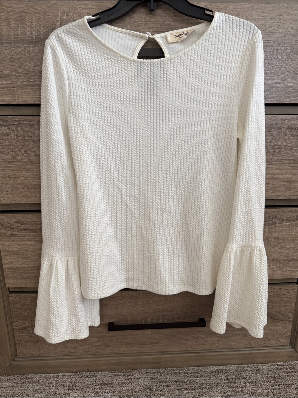 Anthro Textured Bell-Sleeve top